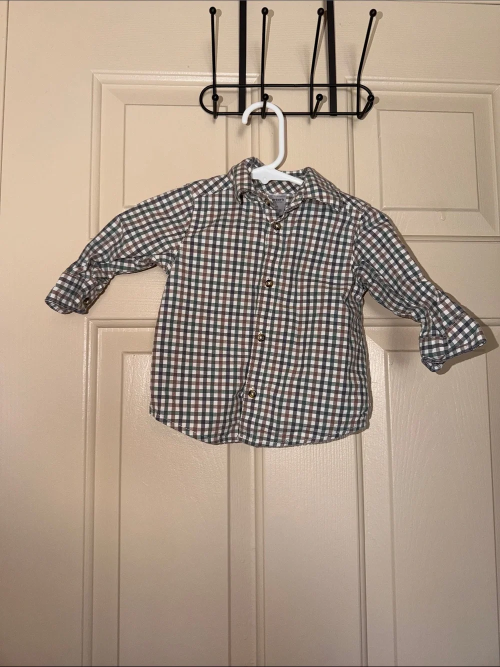 Carter's Plaid Button-Down Shirt - Green, Brown & White